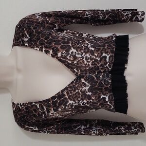 Bebe leopard print cropped Cardigan